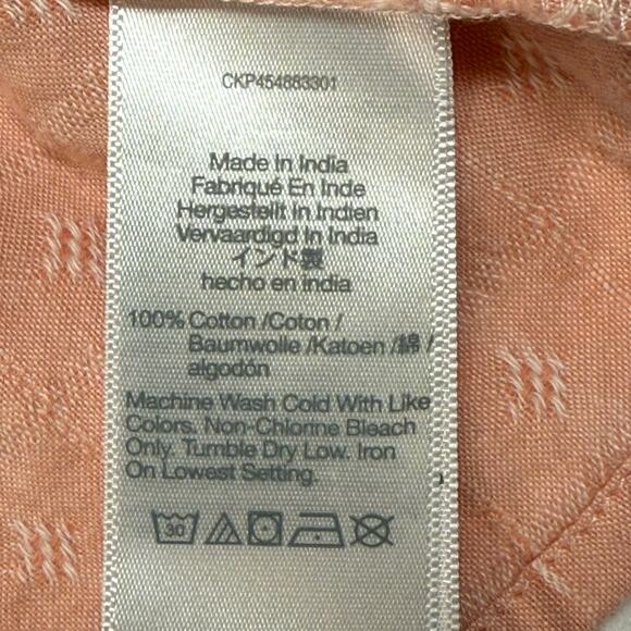 Madewell Women’s Small Peach Blouse Short Sleeve Peplum Top 100% Cotton - Picture 4 of 7